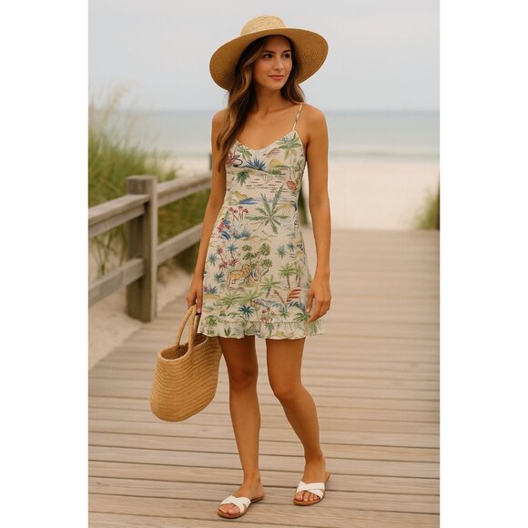 Vintage Safari Mini Sundress 10 Coastal Granddaughter Dopamine Dressing Resort - Picture 1 of 16